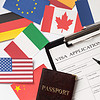 visa application composition with different flags